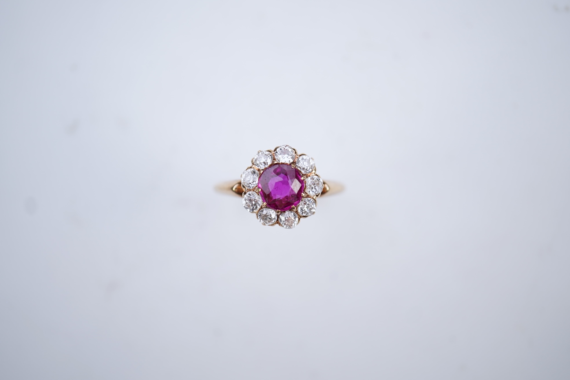 A fine ruby and diamond ring, circa 1900